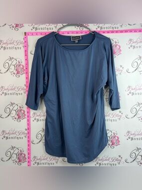 Guillaume shirt soft stretchy top Slate Blue Short Sleeve Boatneck Top